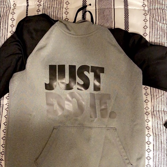 Nike Sweaters - grey and black nike hoodie size medium